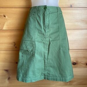 L.L.Bean green Cargo style cotton skirt